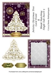 Artistic Christmas Tree Card Front & Blank Matching Single Side Insert 5