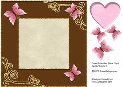 Three Butterflies Blank Card Topper / Frame 1