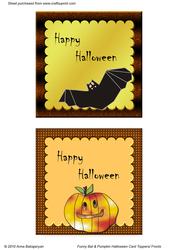 Funny Bat & Pumpkin Halloween Card Toppers/ Fronts