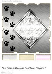 Paw Prints & Diamond Card Front/ Topper 1
