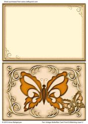 Two Vintage Butterflies Card Front & Matching Insert 2