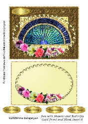 Fan with Flowers and Butterfly Card Front and Blank Insert 8