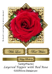 Sumptuous Layered Topper with Red Rose