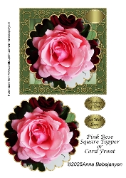 Pink Rose Square Topper or Card Front