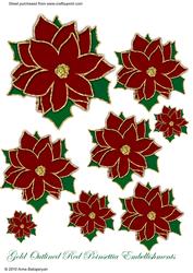 Gold Outlined Red Poinsettia Embellishments