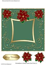 Poinsettia on Swirly Frame Card Front 1