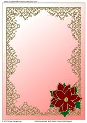 Red Poinsettia & Multi Swirls Frame Note Paper 4