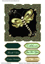 Mysterious Green Dragonfly on Twisted Frame (black)