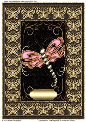 Mysterious Pink Dragonfly in Butterflies Frame