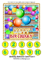 Birthday Balloons Card Front 1