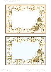 Swirly Frame & Jeweled Dragonfly Note Papers 2