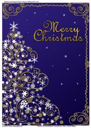 Swirls & Snowflakes Christmas Tree (dark Blue)
