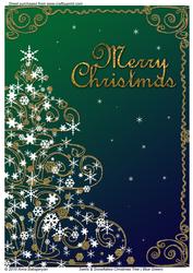 Swirls & Snowflakes Christmas Tree (blue Green)