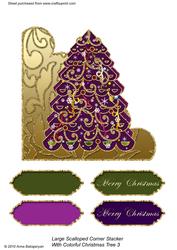 Large Scalloped Corner Stacker with Colorful Christmas Tree