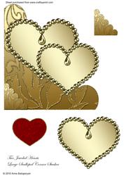 Two Jeweled Hearts Large Scalloped Corner Stacker
