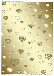Showered by Love Hearts Metallic Gold Background