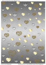 Showered by Love Hearts Metallic Brushed Silver Background
