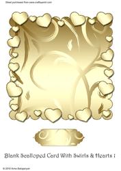 Blank Scalloped Card with Swirls & Hearts 1