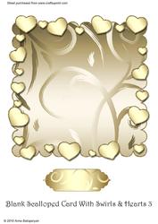 Blank Scalloped Card with Swirls & Hearts 3
