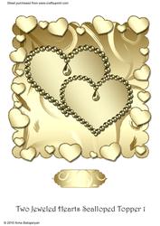 Two Jeweled Hearts Scalloped Topper 1