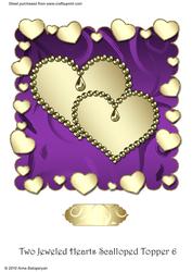 Two Jeweled Hearts Scalloped Topper 6