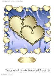 Two Jeweled Hearts Scalloped Topper 9