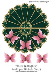 Three Butterflies Scalloped Wobble Card 1