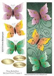 Three Butterflies Dl Card Front / Topper 5