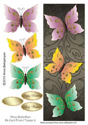 Three Butterflies Dl Card Front / Topper 6