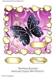 Birthday Butterfly Scalloped Topper with Hearts 6