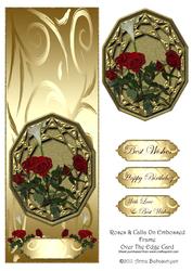 Roses & Calla on Embossed Frame Over the Edge Card