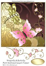 Dragonfly & Butterfly Multi Scalloped Layers Topper