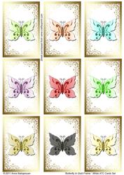 Butterfly in Gold Frame White Atc Cards Set