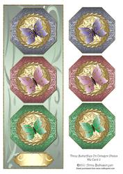 Three Butterflies on Octagon Plates Dl Card 2