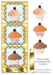 Three Cupcakes on Scalloped Doily Dl Card 6