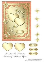 Two Hearts & 5 Butterflies Anniversary / Birthday Topper 4