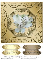 White Tiger Lily in Swirly Frame Various Occasions Topper 1