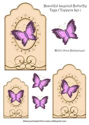 Beautiful Layered Butterfly Tags / Toppers Set 1