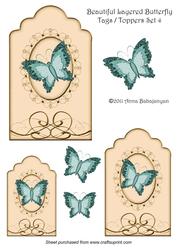 Beautiful Layered Butterfly Tags / Toppers Set 4