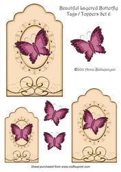 Beautiful Layered Butterfly Tags / Toppers Set 6