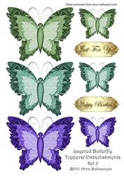 Layered Butterfly Toppers / Embellishments Set 2