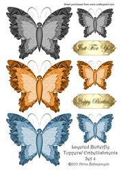 Layered Butterfly Toppers / Embellishments Set 4