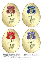 Beautiful Mysterious Flower Egg Shaped Toppers Set 1