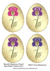 Beautiful Mysterious Flower Egg Shaped Toppers Set 2