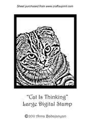 Cat is Thinking Large Digital Stamp