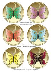 Butterfly Round Toppers/ Tags Set