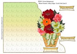 Mixed Flowers Wavy Edge Cut & Fold Card 2