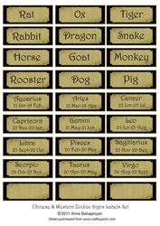 Chinese & Western Zodiac Signs Labels Set