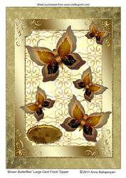 Brown Butterflies Large Card Front / Topper