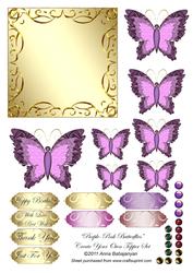 Purple-pink Butterflies Create Your Own Topper Set